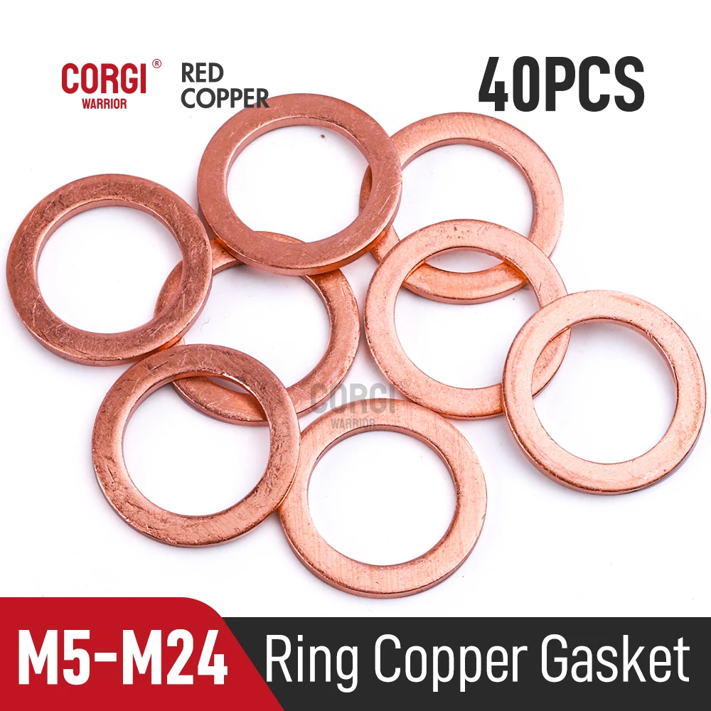 Boat Red Brass Copper Crush Sealing Washer M5 M6 M8 M10 M12 M14 M16 M18 M20 M22 M24 24Size Flat Seal Ring Gasket Washers DIN7603