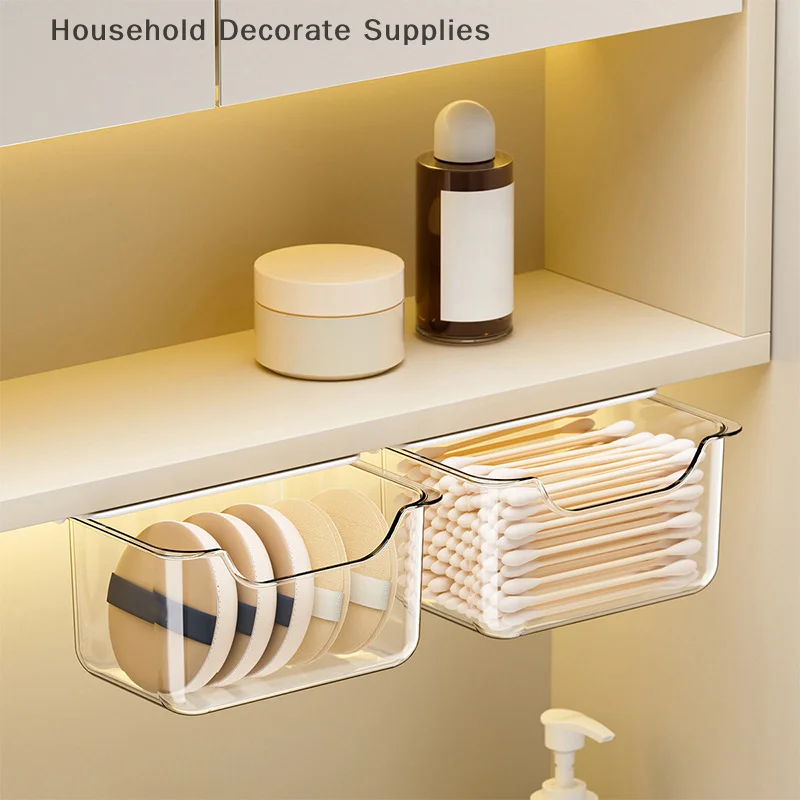 

Transparent Storage Box for Makeup Cotton, Bathroom Pull-Out Style