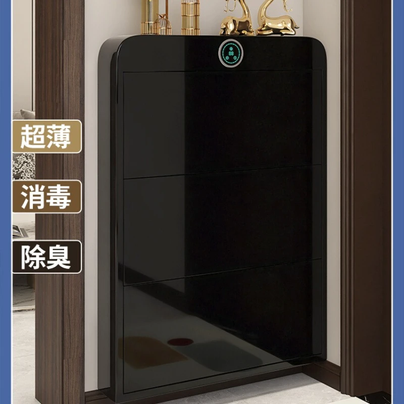 

Ultra-thin shoe cabinet light luxury intelligent disinfection sterilization door living room integrated against the wall