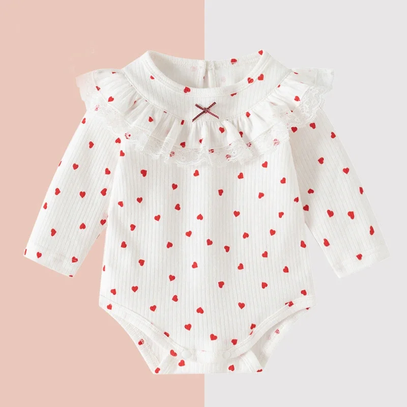 

2025 New Autumn Korean Style Climbing Suit Long Sleeved Cotton Print Newborn Baby Girls Bodysuits 0-24M Baby Girls Clothing