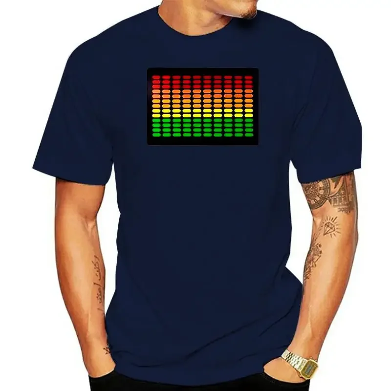 streetwear fashion vintage Summer Male Hot Sale Men\'s LED Equalizer Sound Activated Luminescent T-Shirt Short Sleeve Male