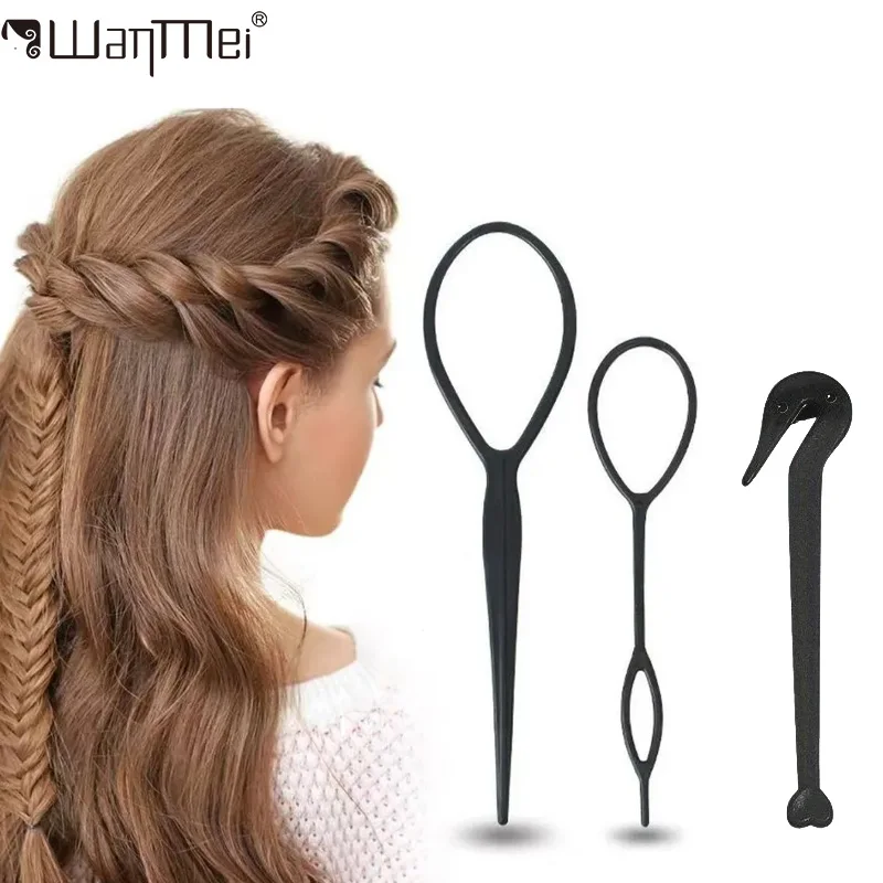 Conjunto de ferramentas de trança de laço de cabelo 2 em 1, fabricante de trança holandesa francesa, 1 cortador removedor de faixa elástica, kit de ferramentas de estilo de cabelo diy para mulheres