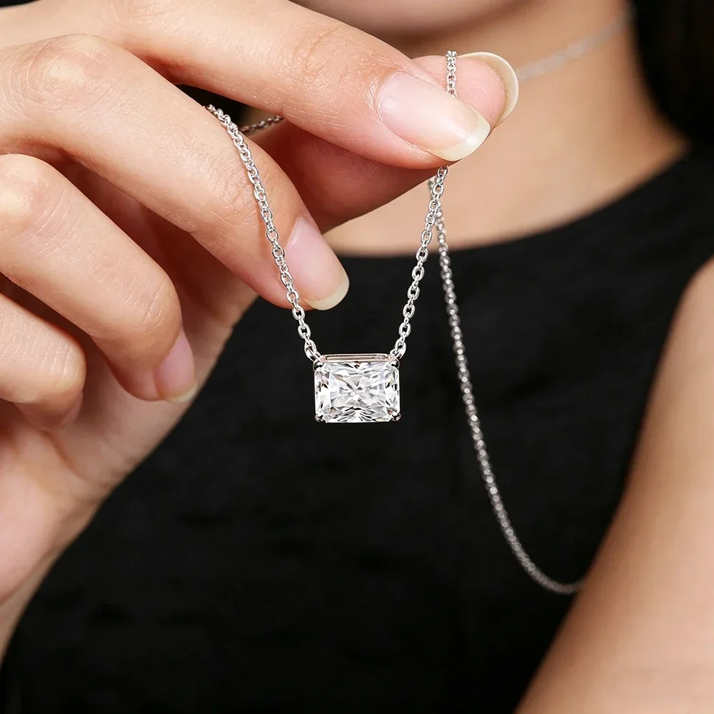 FCGJHW 1/2CT Moissanite Pendant Necklace 100%S925 Silver East West Solitaire Diamond NeckChain for Women Jewelry Gift 2026
