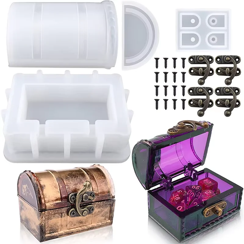 DIY Aufbewahrungsbox Silikonform-Set Schatztruhe Schmuckorganizer Harzformen Gips Ton Bastelbedarf für Heimdekoration