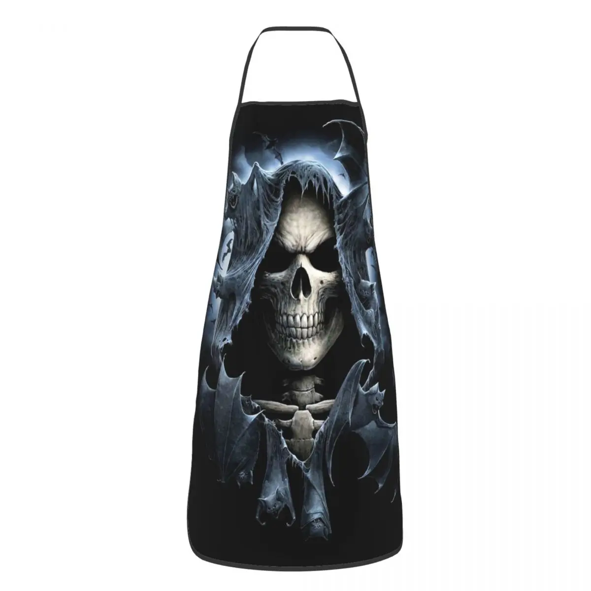 Custom Horror Gothic Skeleton Death Skull Apron Women Men Unisex Bib Kitchen Cooking Tablier Cuisine Chef Gardening