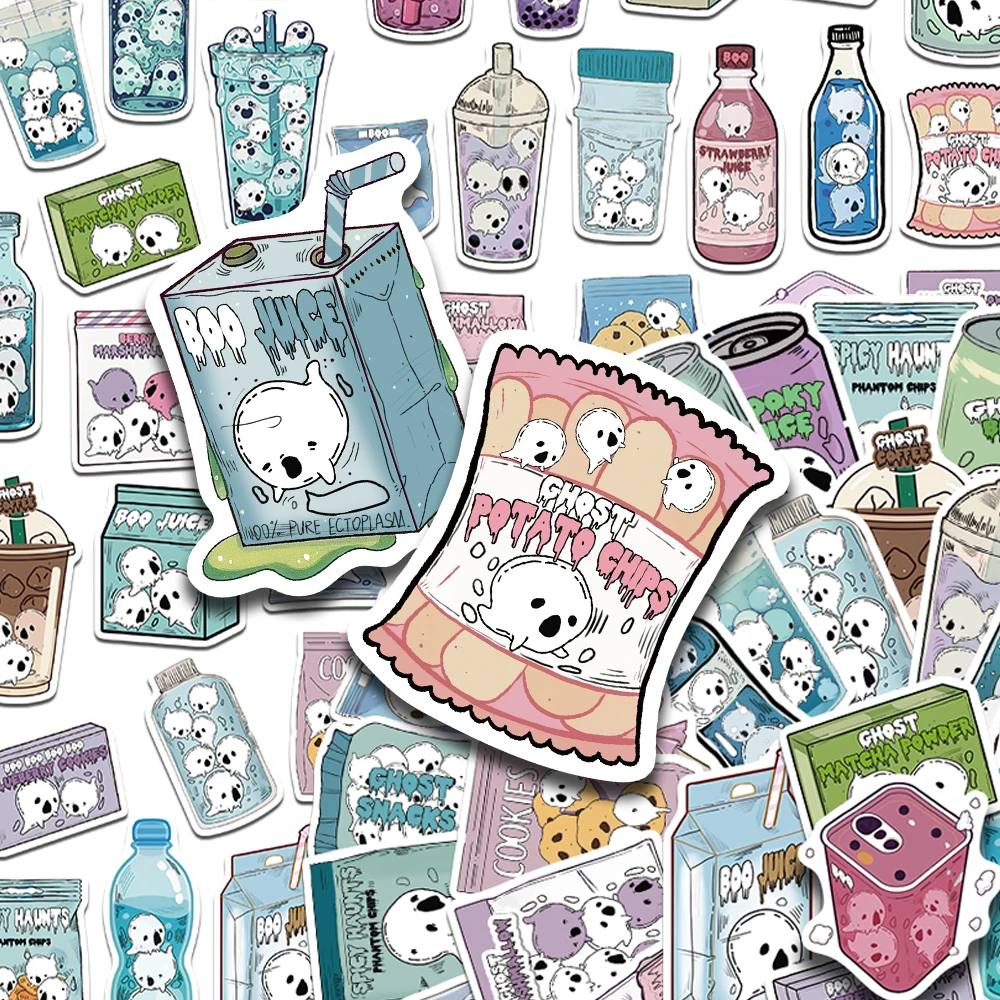50pcs Ghost Foods Stickers Decals For Laptop Scrapbook Luggage Guitar Helmet DIY Graffiti Aesthetic Stickers Creative Gifts