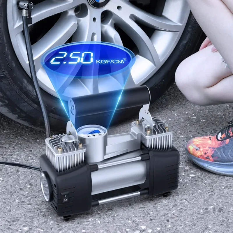 Car Air Pump Double Cylinder High Tire Portable Electric Vehicle Pump