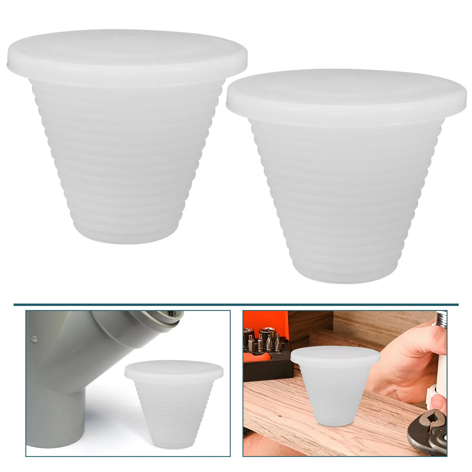 3Pcs Pipe Seal Plugs White Silicone Tapered Stopper Caps Coating Painting Protection for 45-75Mm Round Holes Silicone Waterproof
