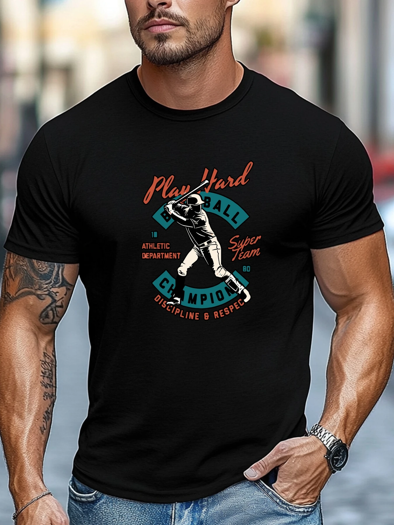 

Футболка для мужских бейсболистов Графический 100% хлопок Лето Мягкий Comfort Fit Круглый шеи Повседневная дышащая футболка