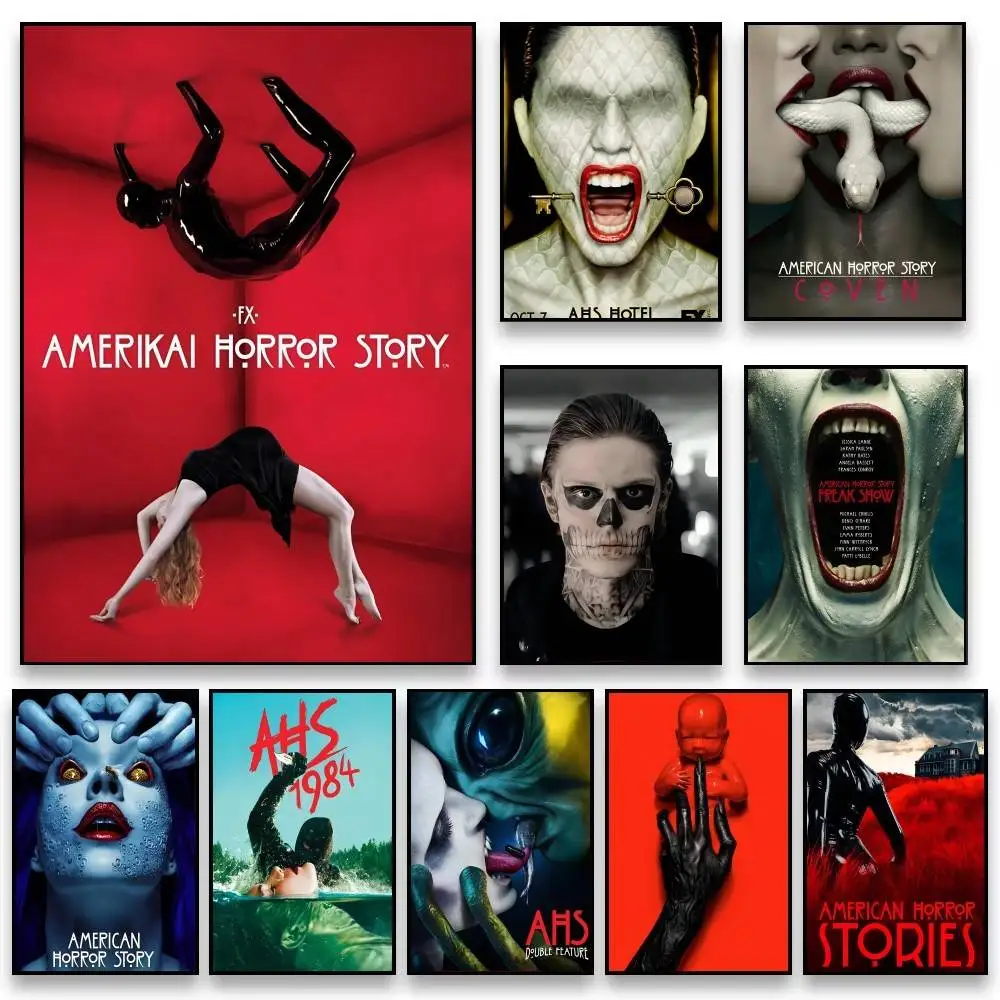 Pósteres de la película American Horror Story AHS, decoraciones artísticas de pared autoadhesivas de alta calidad, impresiones en color, adhesivas