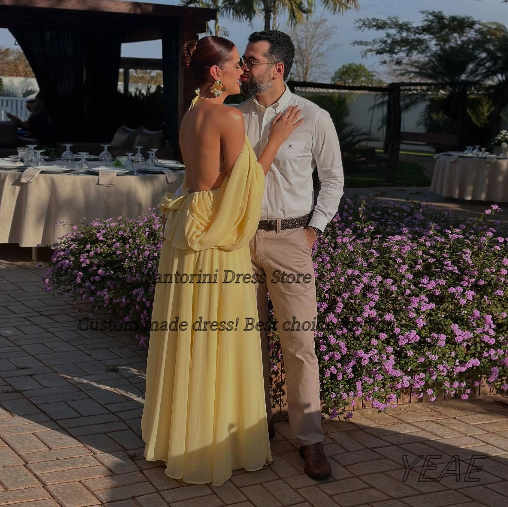 Sukienki na studniówkę z odkrytymi plecami w stylu Santorini 2025, sukienki wieczorowe z dekoltem typu halter, odkryte ramiona, seksowne suknie na przyjęcie urodzinowe, szyte na miarę