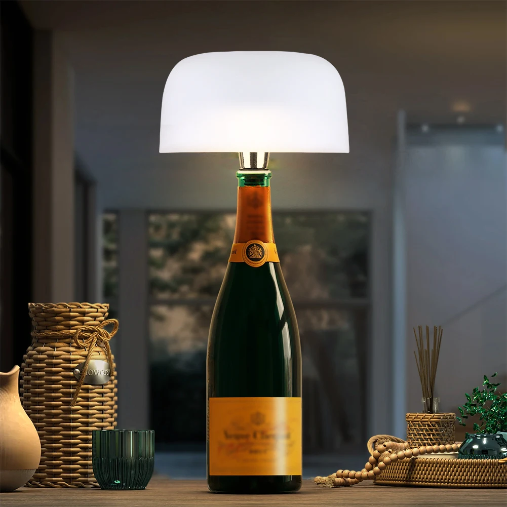 Wireless Bottle Lamp Rechargeable Timing LED Table Lamp 3000-6000K Touch Dimmable Cordless Mushroom Lamp Room Decor