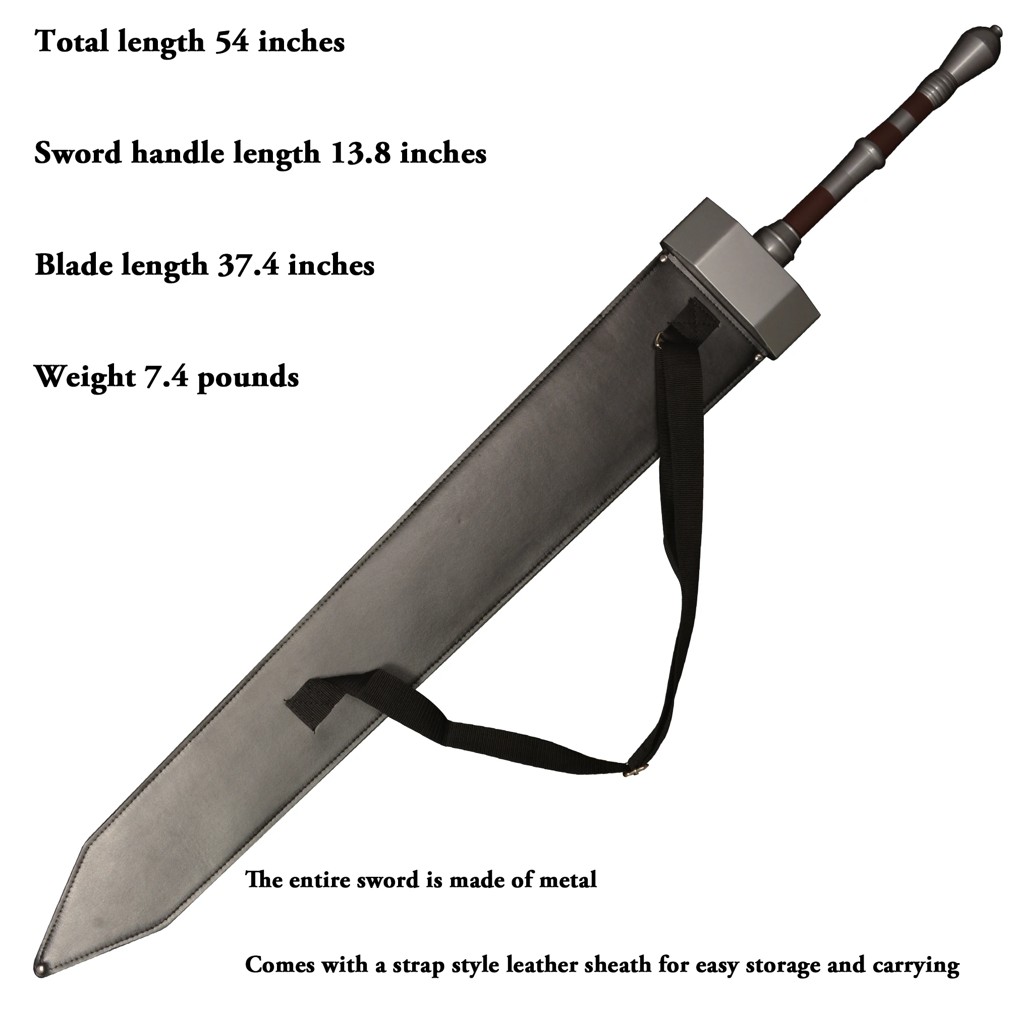 Metal Cosplay 54 inch Giant Sword/From The Game ER Greatsword Metal Cosplay/Long sword/Black sword/Home decoration