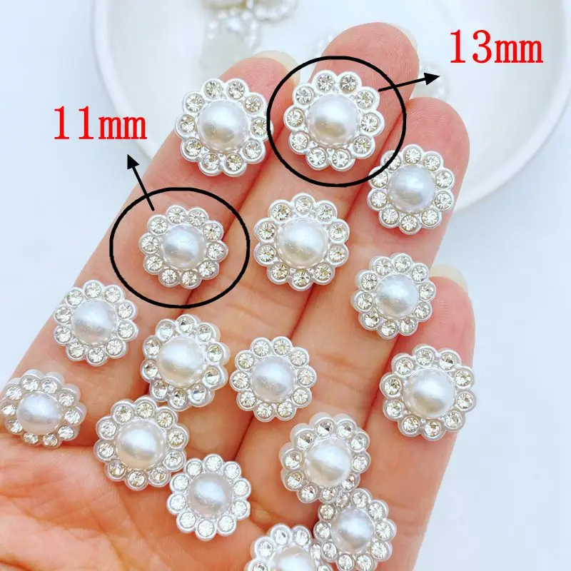 50pcs 3D Resin White Beads Nail Charms Flower clock Nail Parts Accessories Kawaii DIY Nail Art Decoration