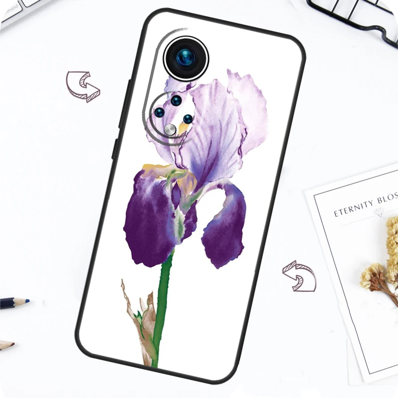 Iris Purple Flower Watercolor Case For Honor Magic 7 5 6 Pro Honor 200 Pro X9b X9a X8b X8a X8 X9 X9c 50 70 90 Lite Cover