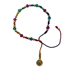 1PC Multi Colored Thread Cristal Beads Saint Benedict Pulsera De San Benito Adjustable Bracelet Prayer Gift for Women Men Girls