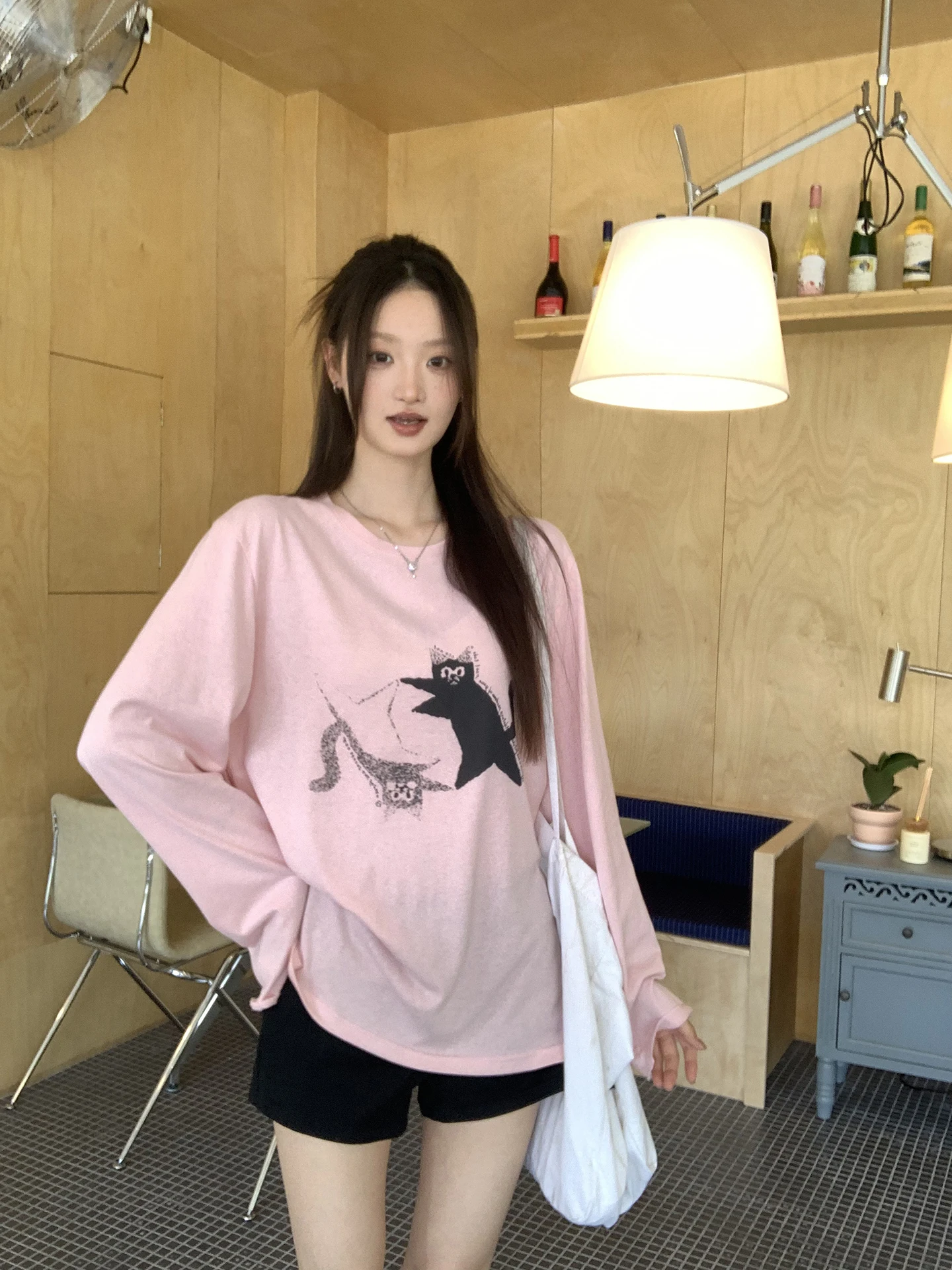 

Женская футболка Red Celebri Long Sve, новинка 2025 года, ранняя осень, ленивый Sle, розовый, уникальный красивый топ из хлопка и полиэстера...