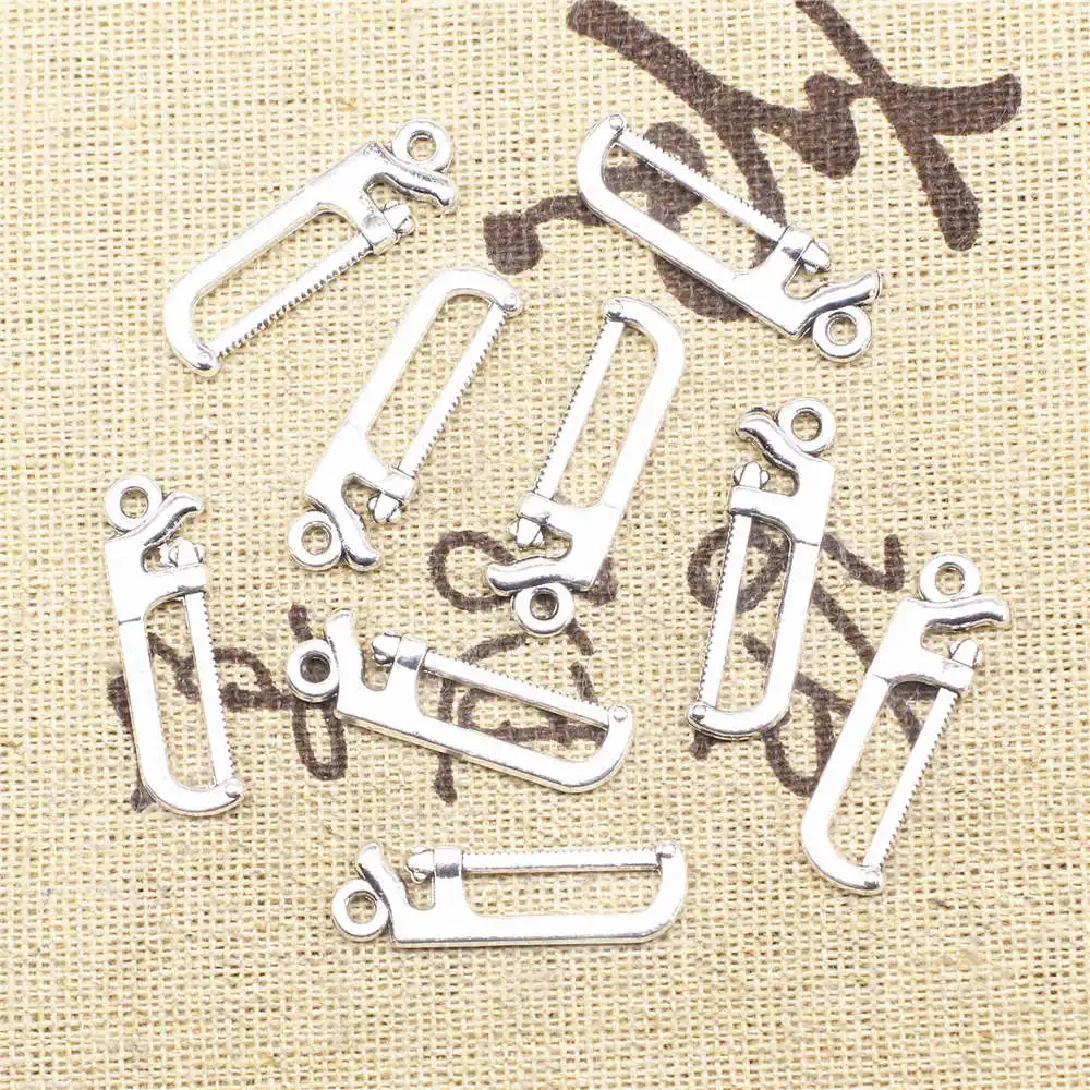 Vintage Jewelry Crafts Accessories Charms Saws Antique Silver Color Pendant Diy 8x26mm 10pcs