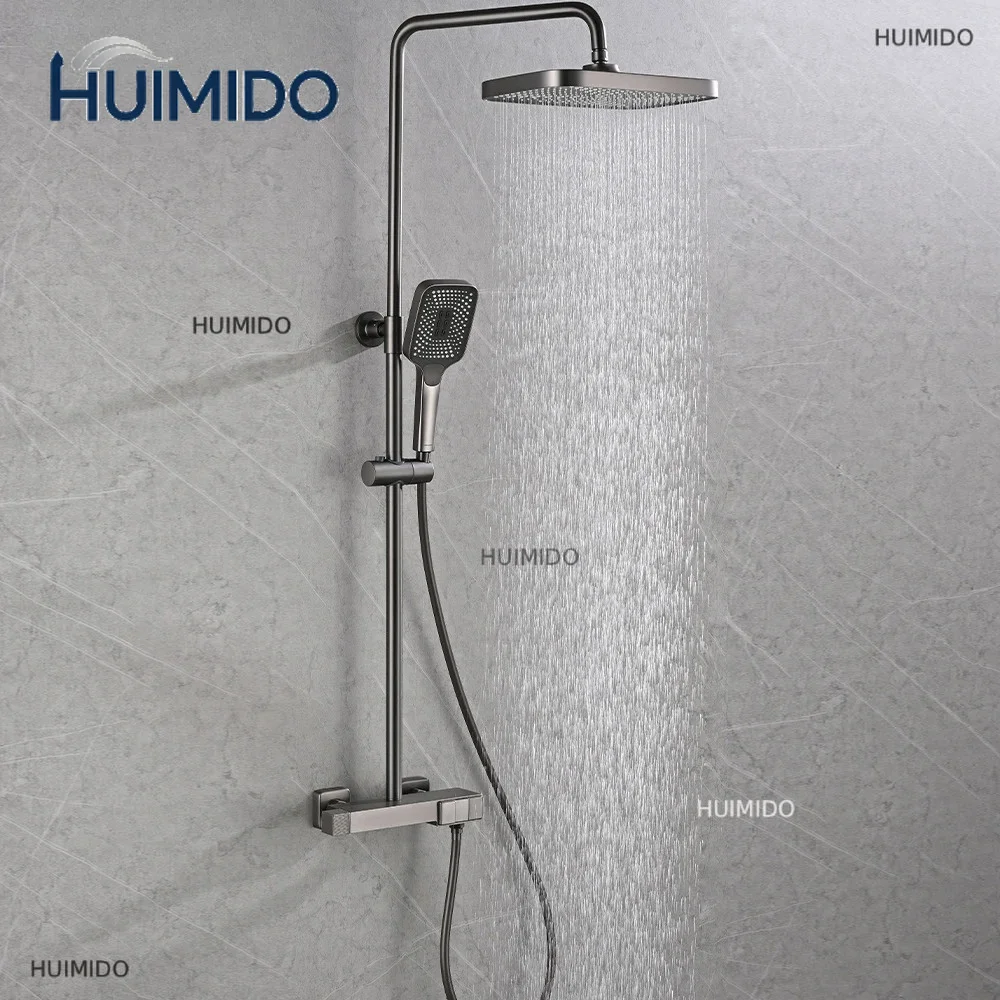 Brass Thermostat Shower System Sets Diverter Valve Kit Mixer Tap Hand Held Head Wall Spout Bathroom Faucet