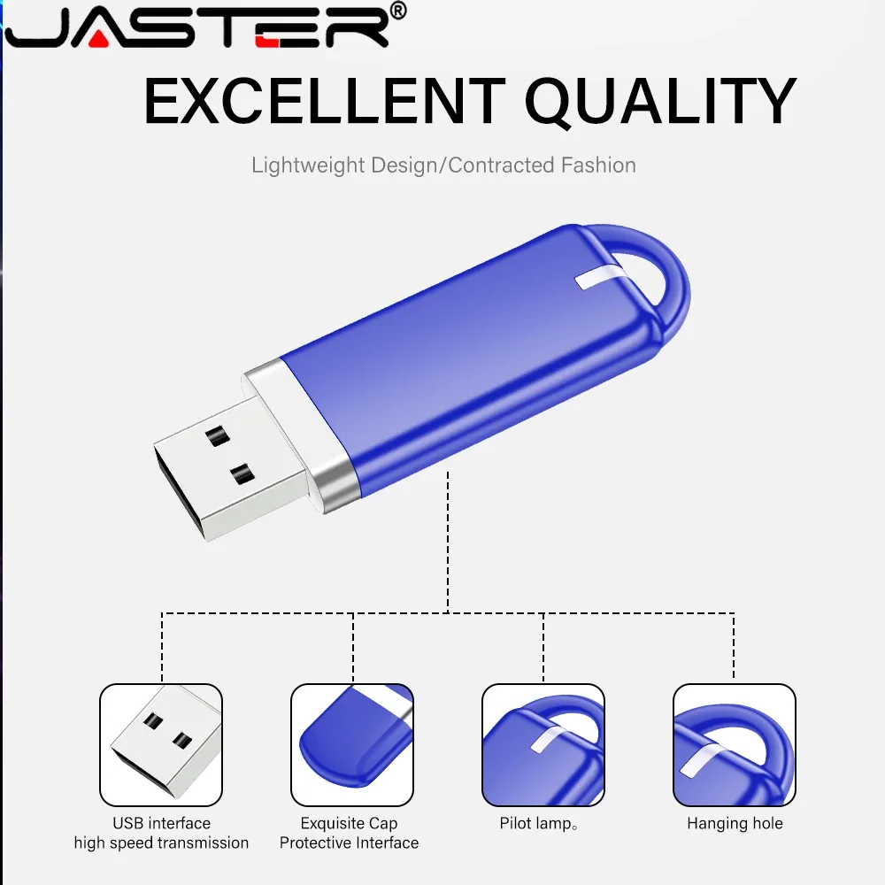 JASTER Red Plastic Flash Drive 128GB 64GB Waterproof U Disk 32G High Speed USB 2.0 16GB Real Capacity Memory Stick Business Gift