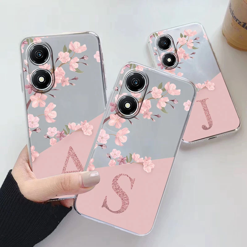 For Honor X5 Plus Case Soft Slim Luxury A-Z Letters Back Cover Shockproof Fundas Clear Bag Bumper For Honor X5+ Transparent Soft