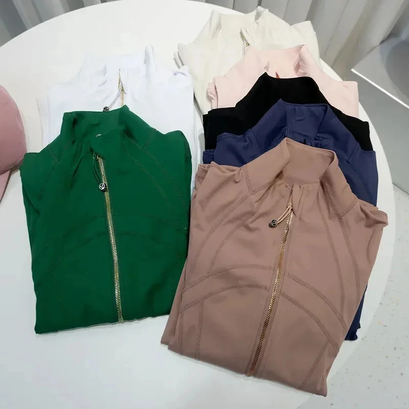 Rose Gold Jacket Third Generation No Mesh Slim Fit Thin Sport Fitness Yoga Wear Stand Collar Outerwear for Women
