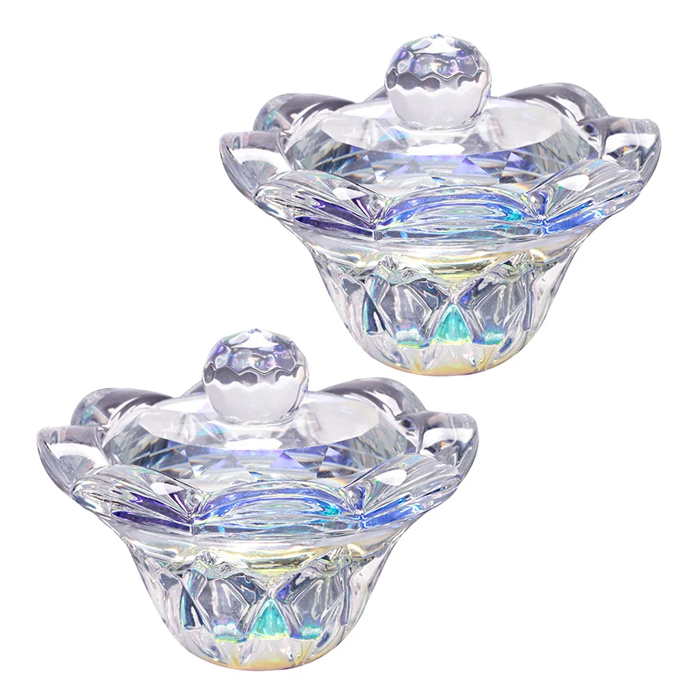 ถ้วยคริสตัลทรงแปดเหลี่ยมสำหรับทำเล็บ 2 ชิ้น วัสดุทนทาน ถ้วยผสมน้ำยาทำเล็บ ถ้วยผสมสำหรับทำเล็บ ถ้วยทรงแปดเหลี่ยมสำหรับงานศิลปะบนเล็บ