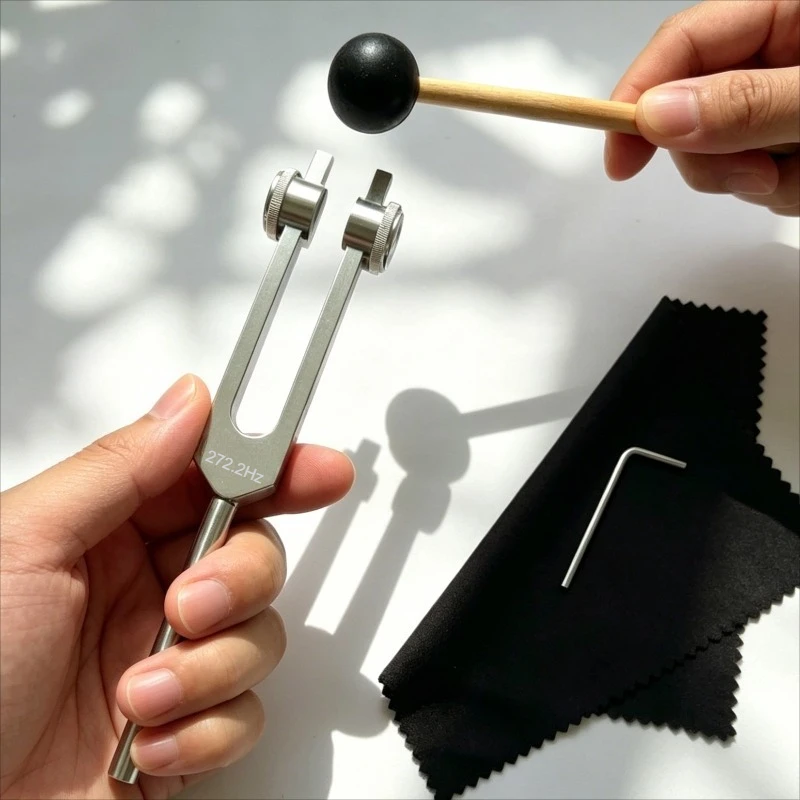 Diapason argenté 272,2 Hz, Diapasons lestés pour chakras, Diapasons de méditation et de sonothérapie, Instrument en alliage d'aluminium