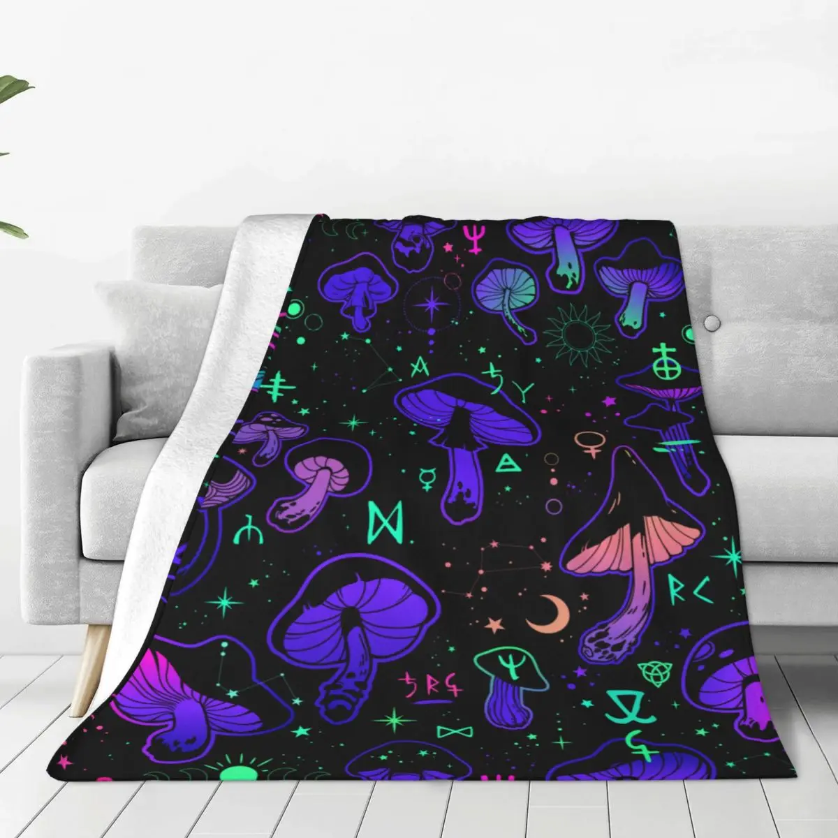 

Magic Mushrooms Knitted Blankets Occult Fleece Throw Blanket Summer Air Conditioning Decoration Soft Warm Bedsprea