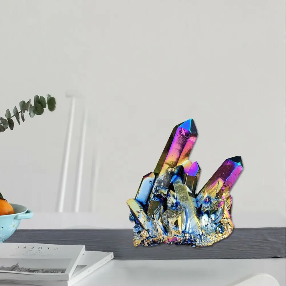Healing Crystals Rough Grinding Rainbow Titanium Quartz Crystal Cluster Stone Ornaments Reiki Stone Specimen Mineral