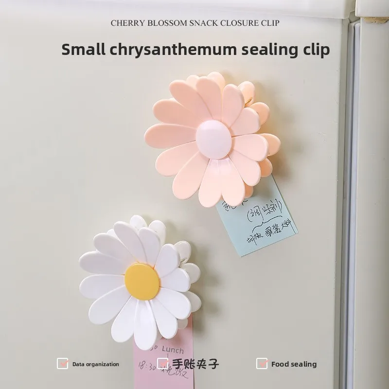 Creative Daisy Sealing Clip Refrigerator Magnet, Kitchen Food Bag Clip, Moisture-Proof Snack Sealer, Magnetic Storage2 pieces