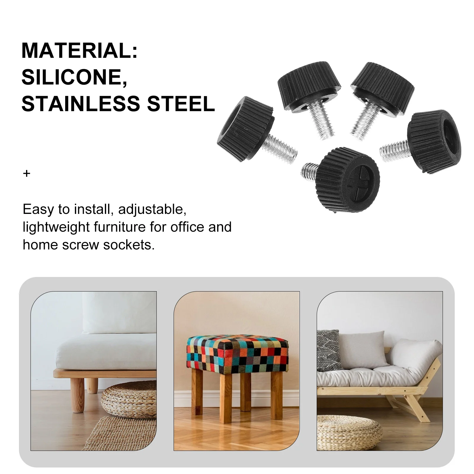 

20pcs Adjustable Furniture Leveler M6 Screw On Heavy Duty Leveling Feet For Table Legs Workbench Cabinet Display Shelves Office