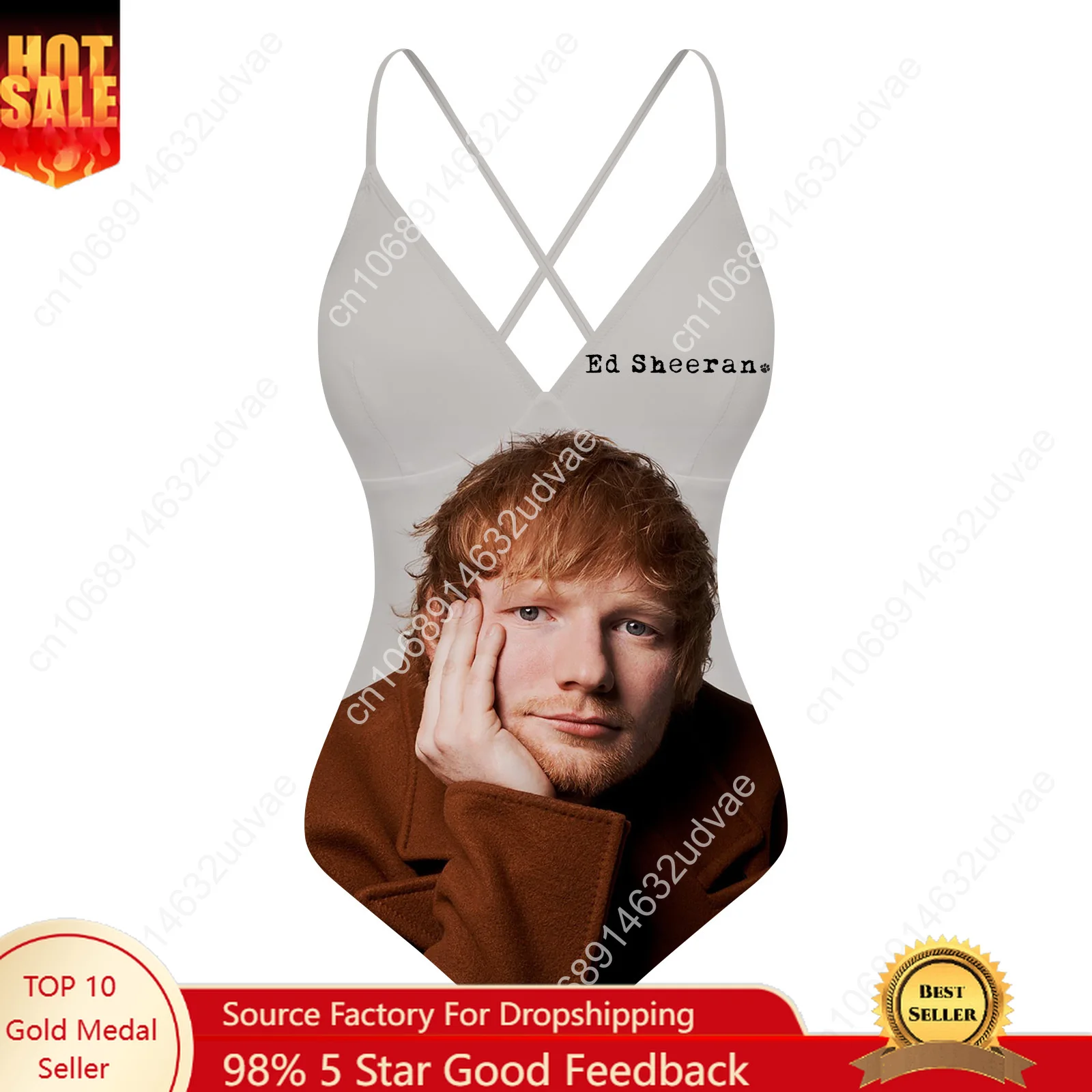 

Ed Sheeran V-neck Halter Back Swimsuit Womens Bathing Suits Personalized Bikini Pool Party Swimwear Custom Made Beachwear