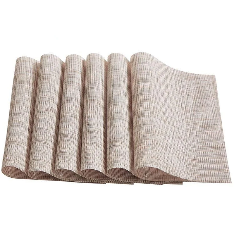 

Placemats Beige Place Mats Placemats Wipeable Easy to Clean Table Placemats 6 for Dining Kitchen Restaurant Table