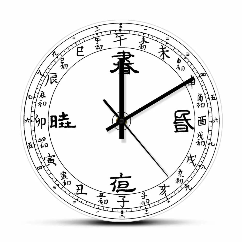 Chinese Calligraphy Ancient China Numerals Printed Wall Clock Asian Home Decor Watch Minimalist Wall Art Clock Housewarming Gift