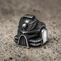 Simple Retro Personalized Creative Trend Punk Cool Mecha Skull Ring Party Street Fashion Niche Hip Hop Popular Gift Accessories