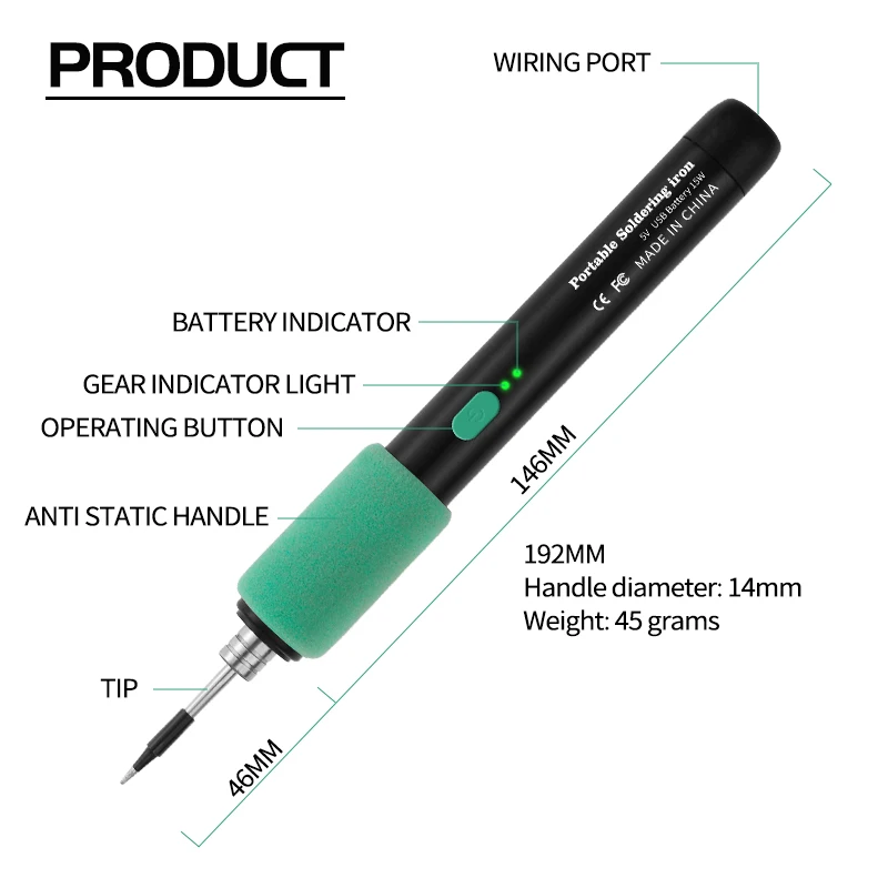 15 Вт USB-паяльник, беспроводной электрический паяльник, интерфейс Type-C, быстрая зарядка, паяльник, портативный ремонтный сварочный инструмент