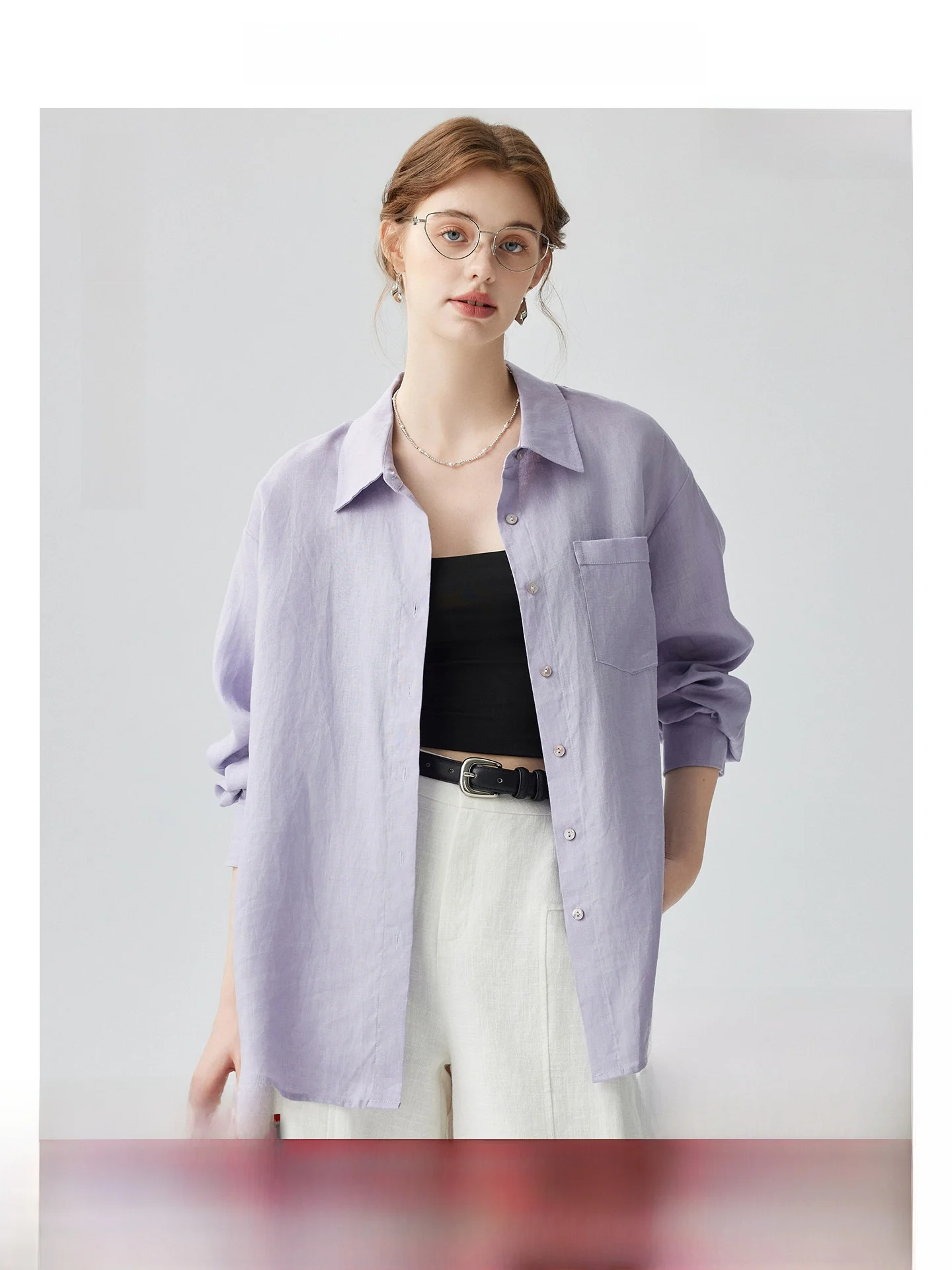 

Casual Linen Long Sleeve Shirt Women's Commute Classic Loose Shirt Comfortable Breathable Korean Style Button up Spring Fashion