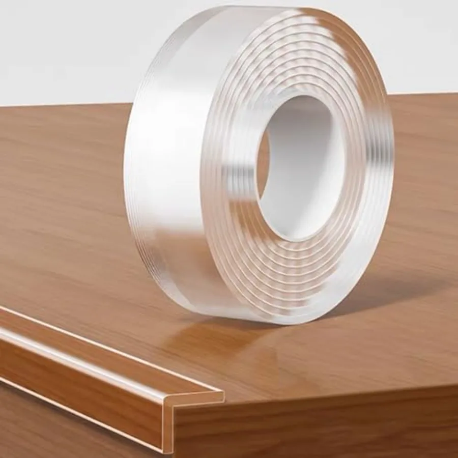 0.8 in x 9.84 Feet, Clear Edge Protector Strip Sharp Edge Wrap Cover Tape, Self Adhesive Protective Bumper Guards for Cabinet D