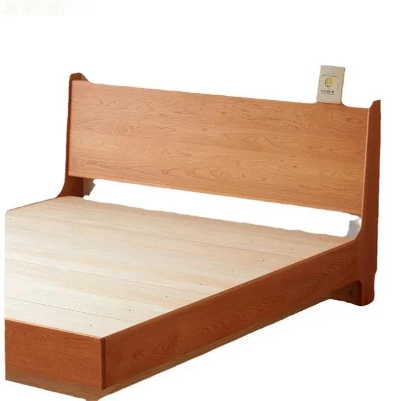 

New Chinese cherry wood box bed all solid North American cherry wood simple 1.8 meters 1.5 meters double bed white oak