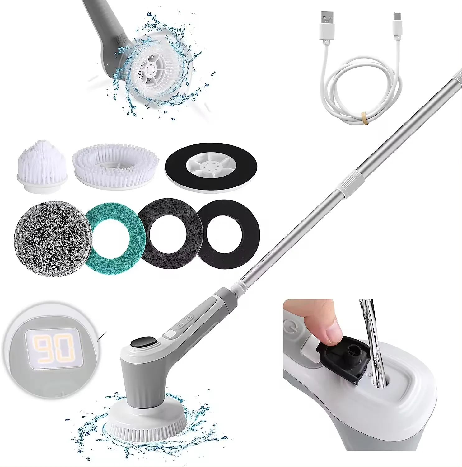 Multifunctional Spray Electric Cleaning Brush Household Bathroom Kitchen Floor Tile Wireless Handheld Waterproof