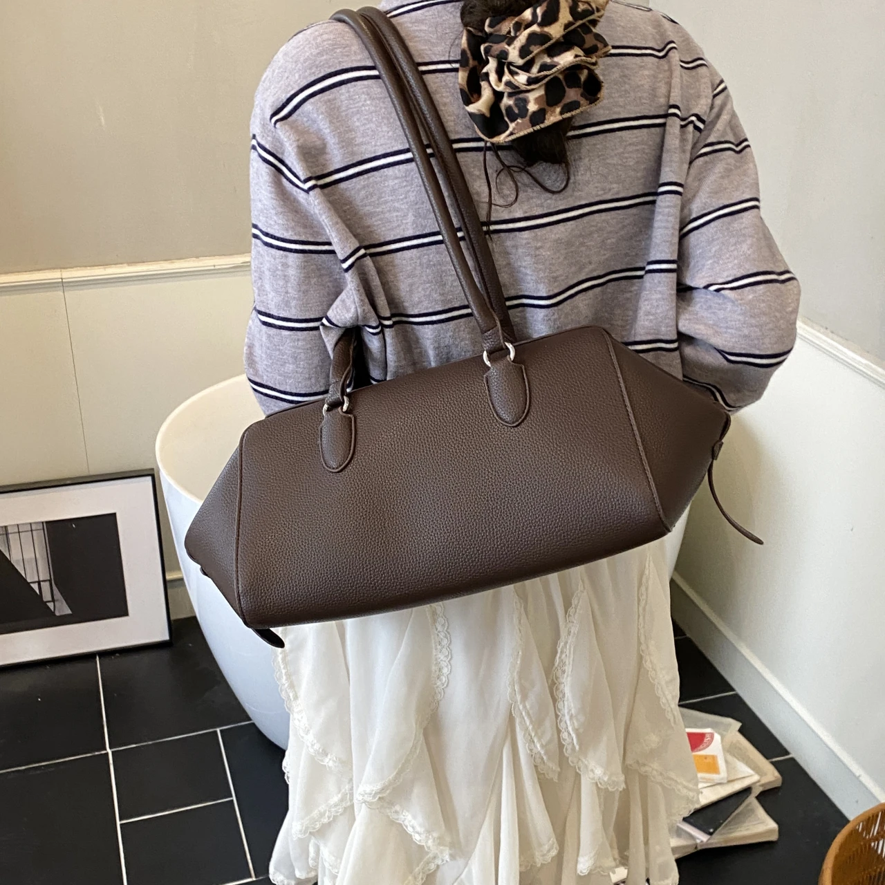 

PU Leather Handbag Shoulder Bag Crossbody Bag Multi-Purpose Casual Daily Purse Durable All-match Stylish for Work Shopping