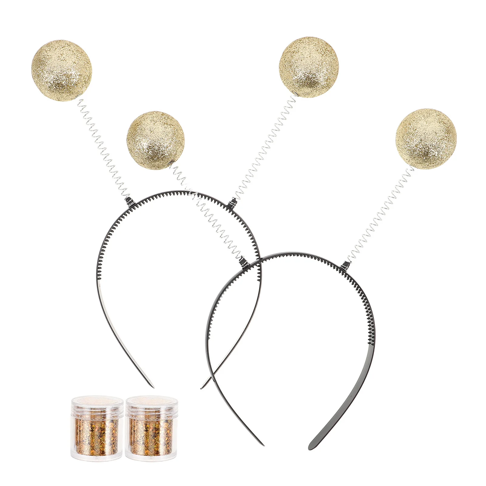 2 セットきらめく火星アンテナヘッドバンドグリッターボールボッパーズコスチュームヘッドウェア大人子供パーティーカーニバル仮装用