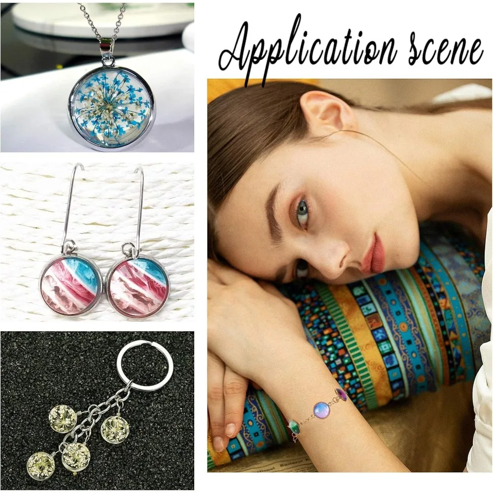 30 مجموعات البيضاوي/مسطحة مستديرة/القلب الحافة قلادة فارغة الفولاذ المقاوم للصدأ وصلات فارغة مع كبوشن كابوشون موصل إعداد قلادة