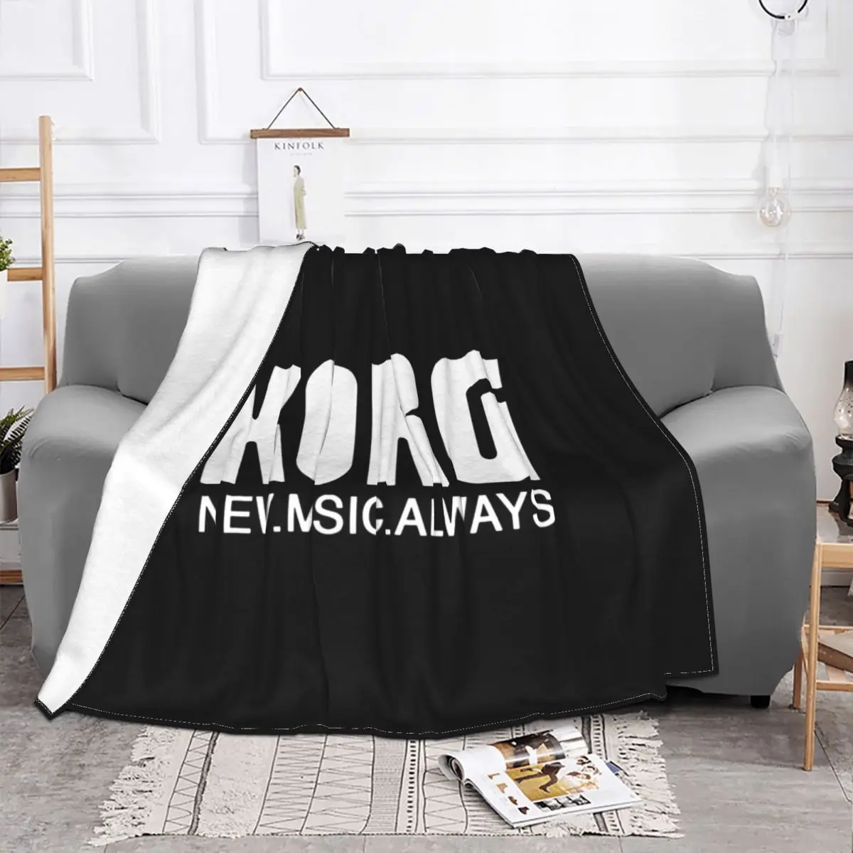 Korg Synthesizer Music Logo Blanket Plush Flannel Comfortable Cover Blanket Machine Washable