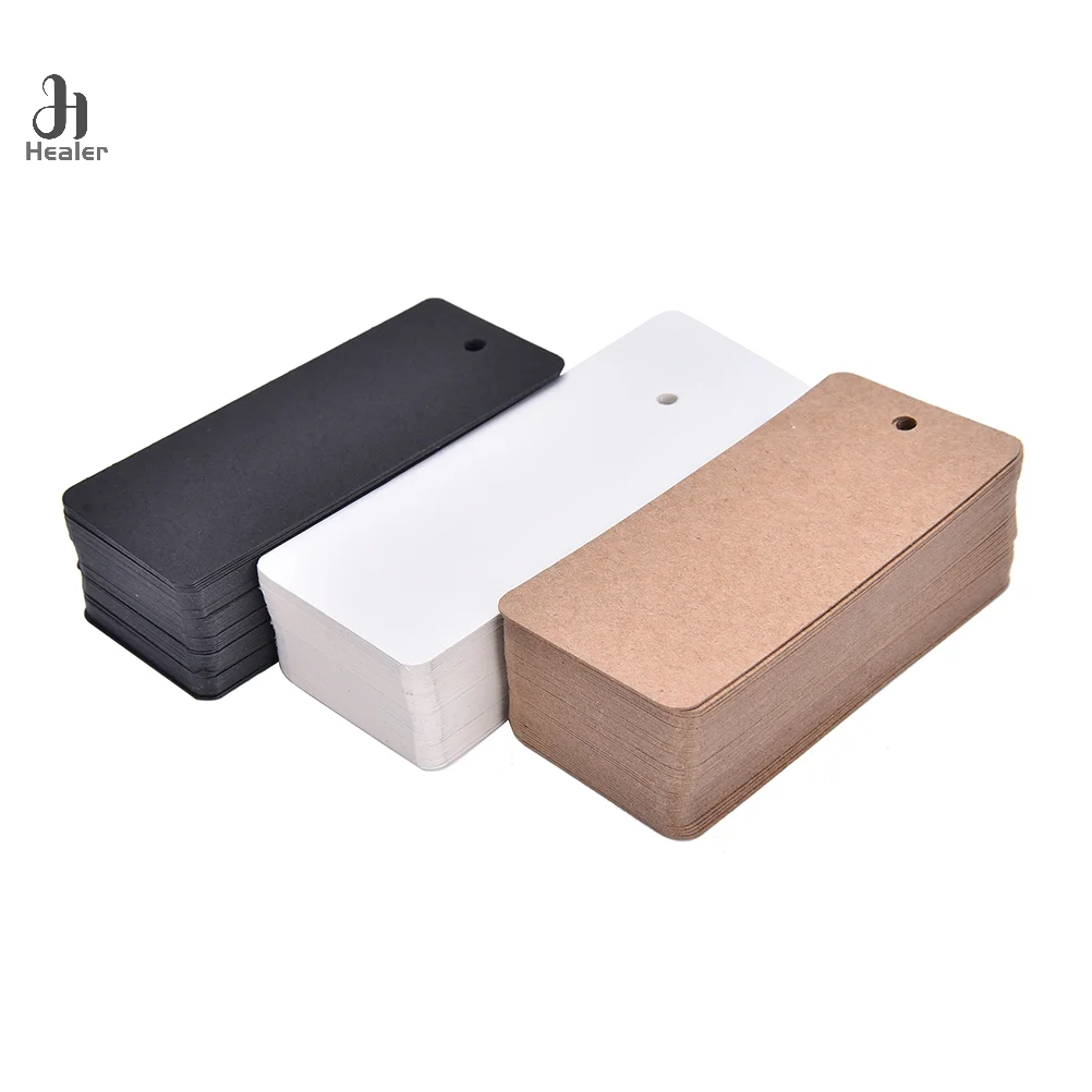Etiquetas de papel Kraft hechas a mano para colgar ropa, etiquetas de precio para colgar, DIY, regalo de Navidad, suministros de decoración de fiesta de boda, etiqueta de papel rectangular, 50 piezas