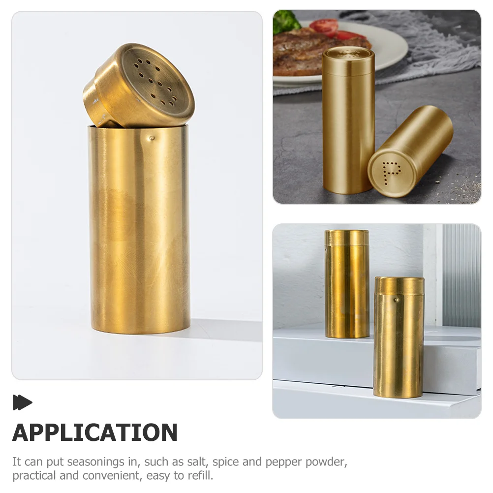 

2Pcs Stainless Steel Salt and Pepper Shakers Multipurpose Condiment Jar Practical Kitchen Seasoning Container Salt Jars