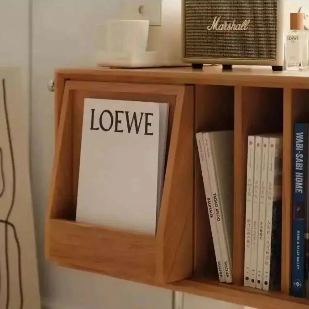 Nordic Solid Wood Bookcase Living Room Sofa Side Cabinet Locker Simple Magazine Cabinet Home Retro Storage Cabinet image 4