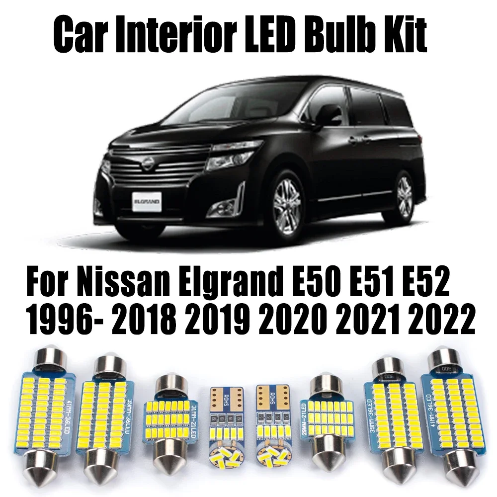 LED Bulb Interior Trunk Light Kit Car Accessories Canbus For Nissan Elgrand E50 E51 E52 1996- 2003 2010 2018 2019 2020 2021 2022