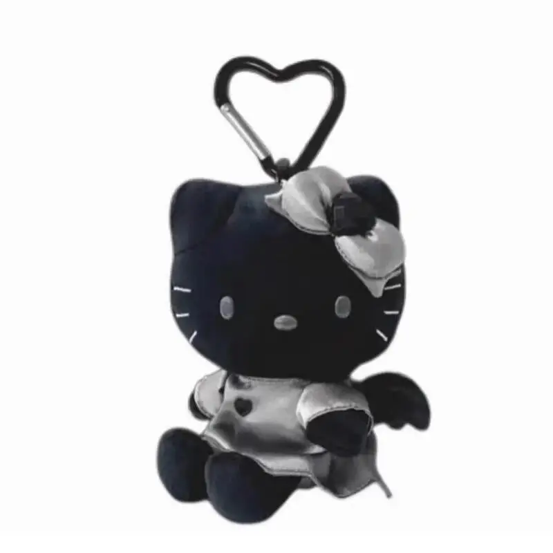 جديد سانريو أسود رمادي كيوبيد الملاك مرحبا كيتي أفخم المفاتيح يجلس جانب Kawaii مجنح أفخم دمية حقائب اليد DIY الديكور #5